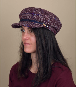 Pink plaid flat cap women Quadly Cap cherry